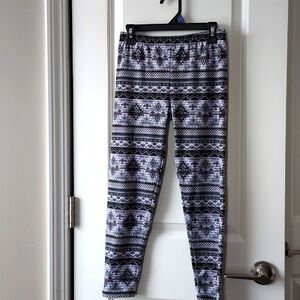 Knit Works girls pants medium black grey white with design throughout